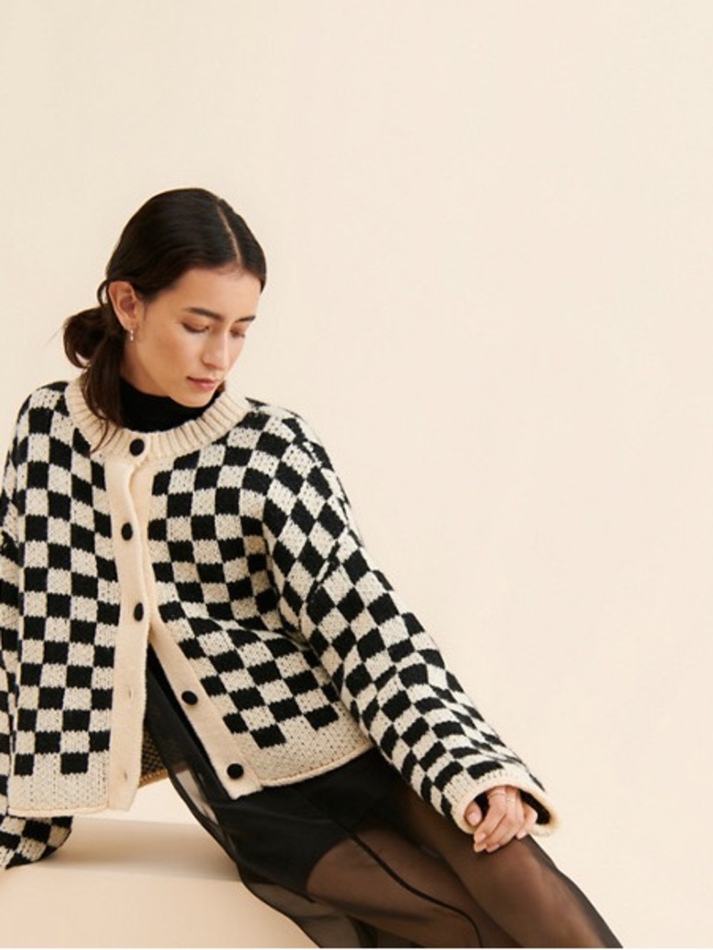 Desert Dreamer Checkerboard Cardigan Sweater